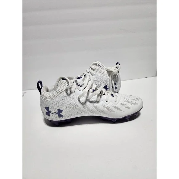 Under Armour Spotlight Football Cleats 4D Foam White Purple 3023963-103 Men 8.5 - Picture 8 of 10